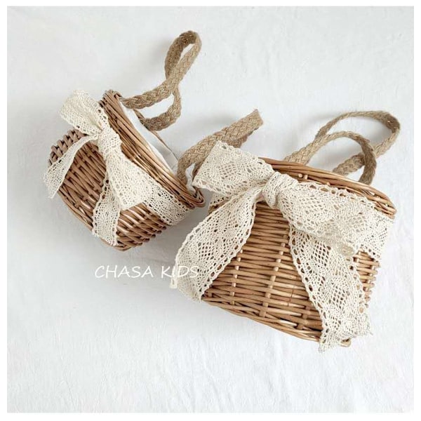 Rattan Korg, Förvaringskorg, Bröllop, Blomsterflickebasket, Handvävd Korg, Rekvisita
