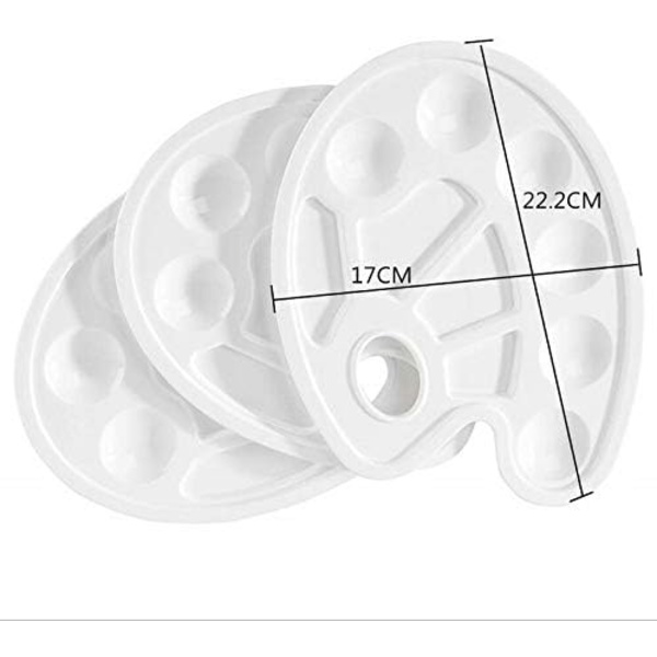 3 stk. Hvid Oval Plast Malingspalette