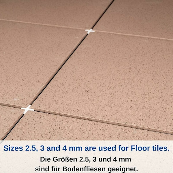 Fliser, 3 mm tykke, 1000 stk., kryssede fuger for jevn avstand ved flislegging, kryssøkene kan kobles sammen, 1000 x Kryssflis,