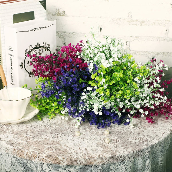 12 st konstgjorda buskar konstgjorda blommor UV-beständiga utomhusväxter dekorativa blommor för blomsterarrangemang, mittpunkt