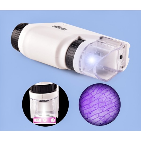 Hvit lommemikroskop Mini håndholdt mikroskop med LED-lys P