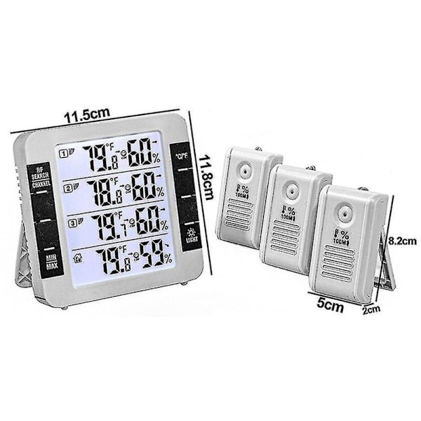 Digital hygrometertermometer med LCD-bakgrundsbelysning, fukt- och temperaturmätare i realtid, max/min-registrering