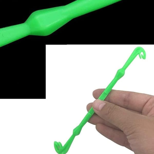 Sæt med 4 plastik krogfjerner værktøjer til fluefiskeri, gul og grøn