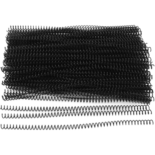 Set med 100 spiralbindningsspiraler 48 Boucles 4:1 Pas A4 Plastbindningspapper 40 arks kapacitet 8 mm i svart diameter
