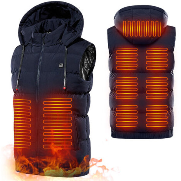 USB Heated Vest Portable Heated Vest Electric Warm Vest Water Resistant Hooded Warm Vest For Men And Women, Model: I