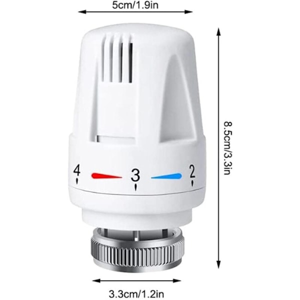 Termostatisk huvud, termostat m30 x 1,5 termostatiskt huvud värmesystem temperaturkontroll för hemmet, kontoret, etc., 4 rum