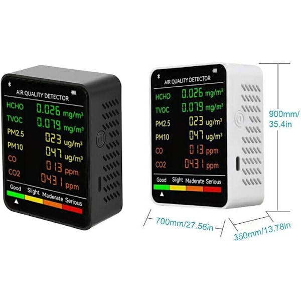 6 i 1 pm2.5 pm10 HCHO TVOC CO CO CO2 Multifunktionel monitor for luftkvalitet CO CO DIOXID FORMALDEHYD LCD LAP LAV LOKAL ARBEJDE HOTEL HOTEL Kontor