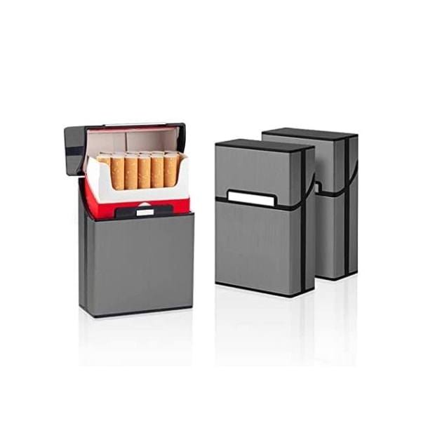 3 stk sigarettholderetuier aluminium sigarettetui sigarettpakke med magnetisk lukking (grå)