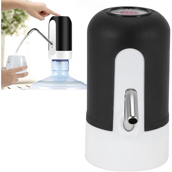 Sort - 1 stk. pumpevanddispenser, bærbar automatisk vanddispenser, universel 2-5 gallon genopfyldelig flaske, egnet til alle størrelser flasker til