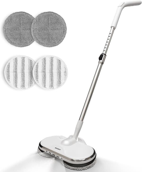 Grå + Hvid - 4 stk. - Diameter 16cm-16.5cm, elektrisk moppehoved (moppen er ikke inkluderet)
