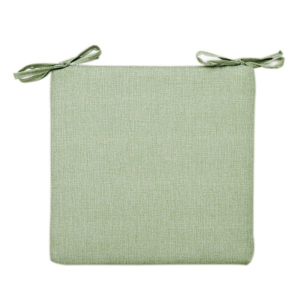 1 x bomuldslinned sommerstolpude lysegrøn - 40 x 40 x 4 cm - ensfarvet linnedlook - plet- og vandafvisende - med fastgørelsesrem