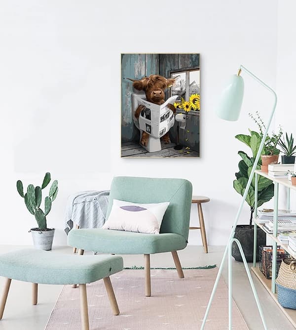 Diamantmålning Konstset, 5D Diamantmålning Set för Vuxna, Ko Målning Bilder Konst Hem Väggdekor 30×40cm