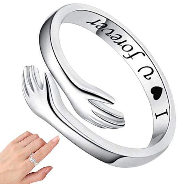 Hands Hug Åben Ring Hypoallergenisk Rustfri Ringe Hypoallergenisk Rustfri Ringe
