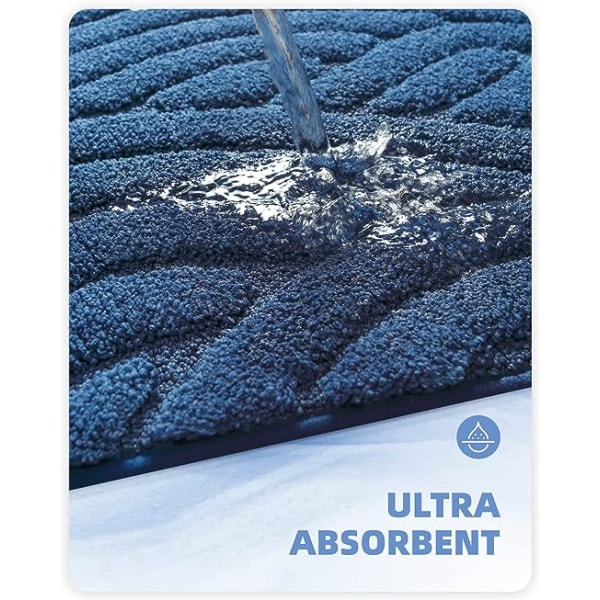 Sklisikker badematte 40x60cm (blå), absorberende badematte, myk mikrof