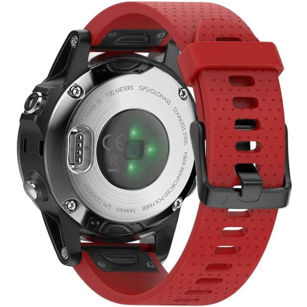 Rem for Garmin Garmin Fenix7S/fenix 6S pro Silikonklokke (svart rød elektroplettering spenne)