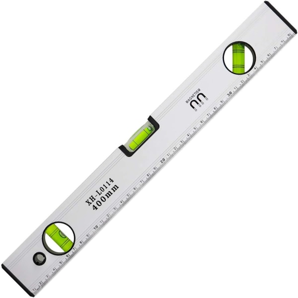 40cm Spirit Level, Magnetic Spirit Level with 3 High Visibility Vials Aluminum Body, Robust Tips for Horizontal Vertical and 45°, Accuracy +/- 0.5mm