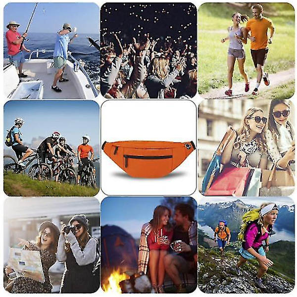 Stor Crossbody Fanny Pack med 4 blixtlåsförsedda fickor grå