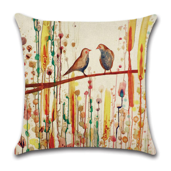 Putetrekk 45x45cm, 4-pak Lin Putetrekk Blomster Livets Tre Dekorasjoner for Sofa Utendørs Hage Seng Sofa Bil