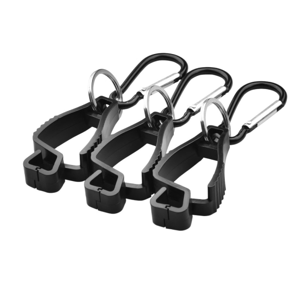 3X Sort CLIP Handskeholder, Handske Presenningholder, Klip med Karabinhage Brandmand, Handske Klip Holder Sikkerhedsudstyr Fastgør Handsker Briller Hjelme Cint