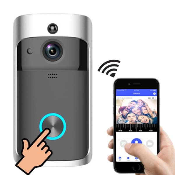 Svart videodörrklocka, trådlös WiFi smart video intercom med videosystem hemlarm system videodörrklocka video intercom
