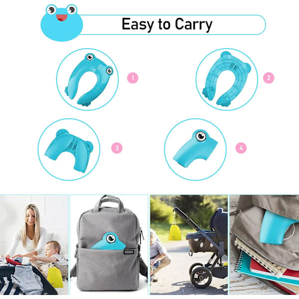 Børnetoiletreducer Baby Toilet Reducer, Rejsetoiletreducer, Sammenklappelig Børnetoiletsæde, Rejse Sammenklappelig Toiletsæde med 1 Bærepose, Blå Frø