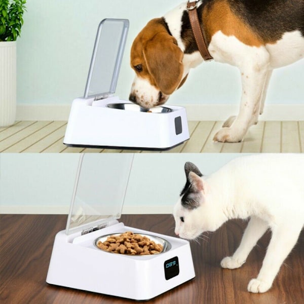 330 ml Infrarød Sensor Kæledyrsskål, Rustfrit Stål, Automatisk Åben/Luk Låg, med USB Opladerkabel, 3-5 Minutters Pause, Egnet til Katte og Hunde