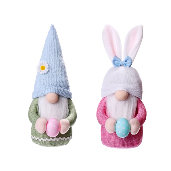Påskhare Gnome Prydnader, Söta Herr och Fru Kanin Handgjorda Påsk Gnome Plysch Elf Prydnader, Vår Påsk Hem Bordsdekorationer