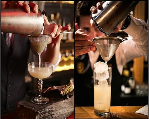 Profesjonell fin sil i rustfritt stål for cocktail med konisk sil i sølv