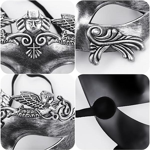 Svart antik grekisk spartan krigare romersk maskeradmask män venetiansk mask bröllop balmask Mardi Gras mask bröllop balmask burlesk balfest