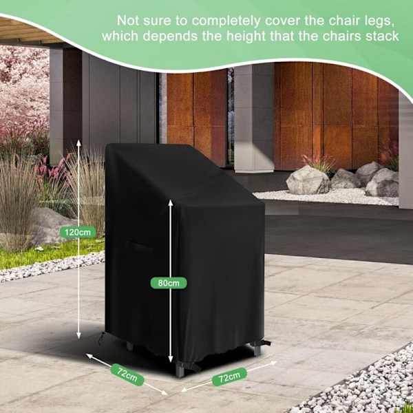 2 kpl pinottavien tuolien suojapeite, 72x72x120cm, vedenpitävä Oxford-kangasta, ulkokäyttöön tarkoitettu tuolin suojus puutarha- ja parveketuoleille