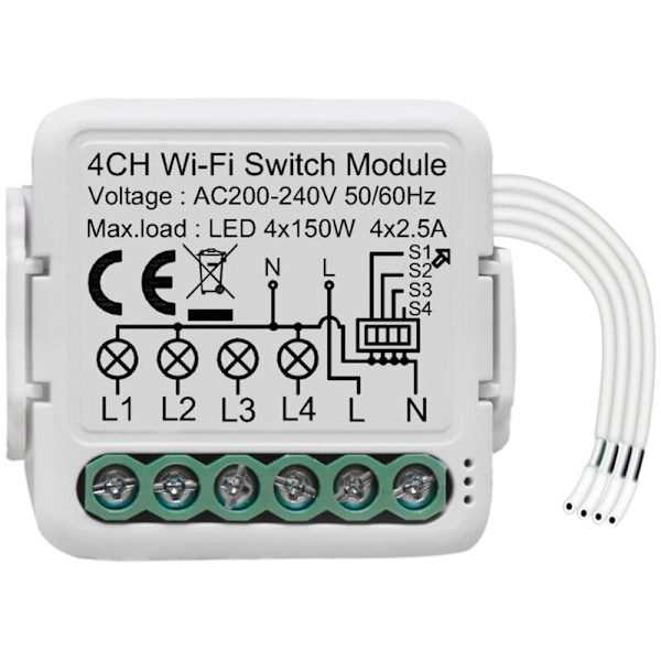 Intelligent smart switching modul Tuya Konverteringsmodul Intelligent indenlandsk switch switching modul med 4 grupper fjernbetjening via applikation til ph