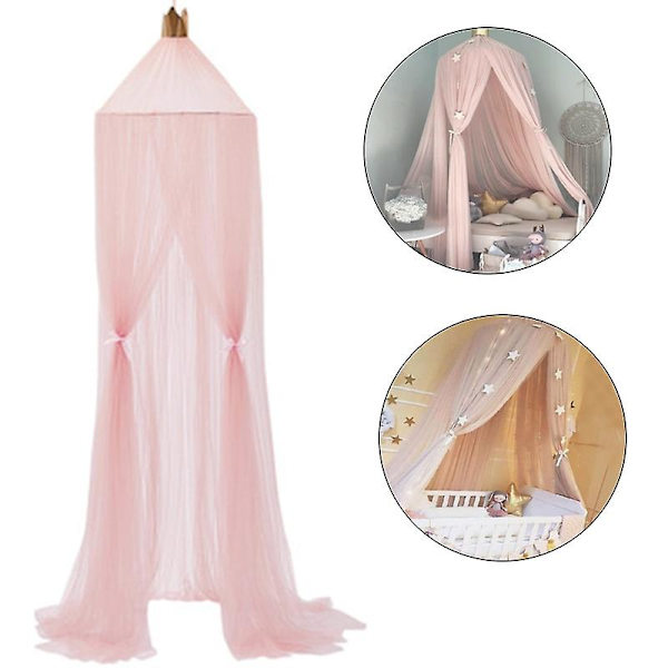 Barnehage Myggnett Henge Lek Hus Telt Baby Seng Vugge Himmel Tulle Gardiner for Soverom Telt for Barnerom Lys Rosa