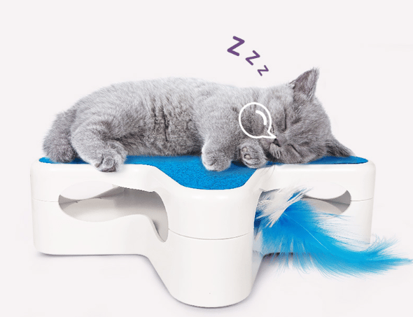 Blå husdjurstillbehör Kattleksaker Elektrisk Smart Self-Hi Feather Funny Cat Stick