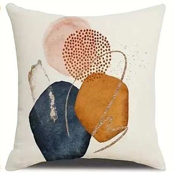 Kuddfodral 45 x 45 cm Set om 4 Modern Dekor Estetisk Färgstark Abstrakt Geometrisk Minimalistisk Örngott för Soffa Heminredning (45x45cm)