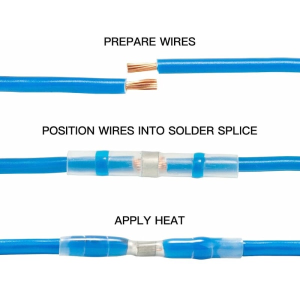 50 st lödningsfria kabelskarvar, värmekrympande skarvhylsor, 4 olika storlekar, kabelkontakter