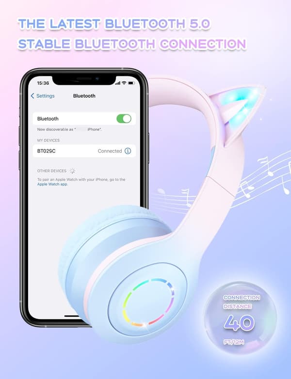 Bluetooth-hörlurar för barn med 85/95 dB volymkontroll för smartphone, iPad, surfplatta, Kindle, stereoheadset för barn i skolan
