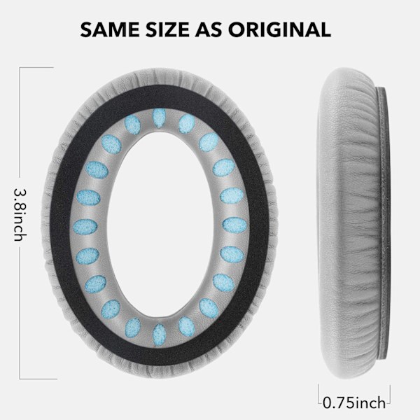 FOR Öronkuddar för Bose QuietComfort - QC35/QC25/QC15/AE2 Hörlurar grå