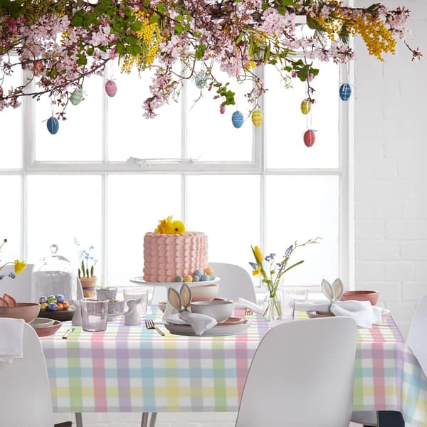 Forårs påske dug rektangulær dug 140*140cm akvarel bøffeltern plaid dug spildsikker dug
