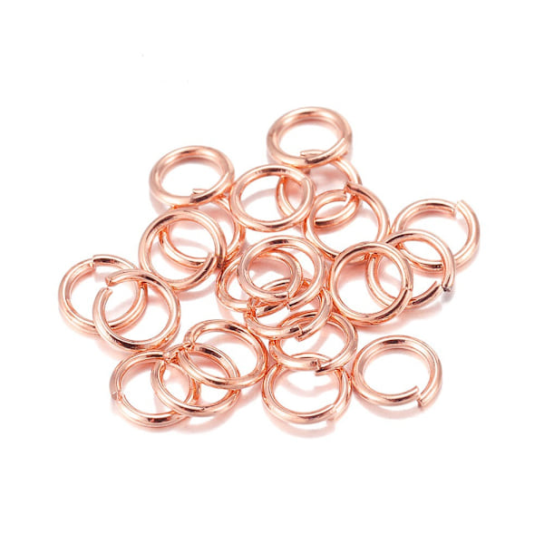 500 O-ringe i forskellige størrelser, åben ring, enkelt ring, jernring, C-ring, forbindelsesring, DIY smykketilbehør 4x0,7mm tyk (Rose gold)