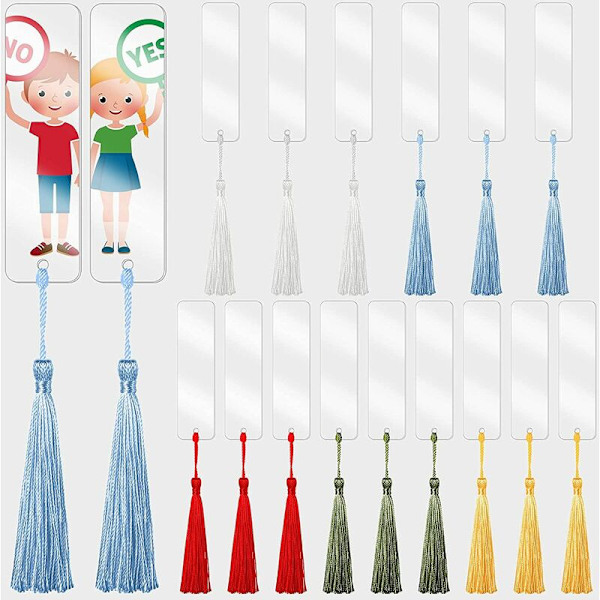 Parti med 30 stk. transparente akrylside, 12 x 3,2 cm Jomfru DIY bokmerker Side med fargerike dusker for studentlærere gave lesere