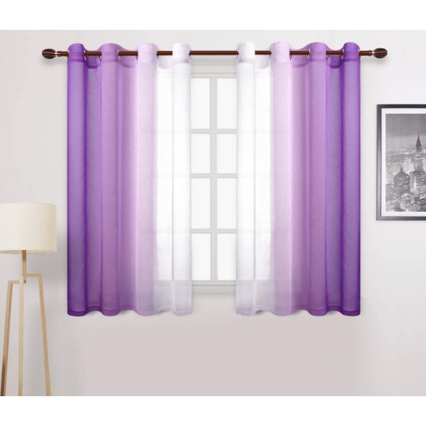 Curtains Curtain with gradient sheer pattern transparent decor (purple, 132*160cm, with perforations)