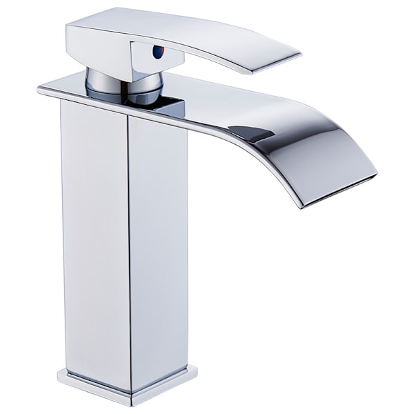 Bathroom Faucet, High Waterfall Basin Mixer Tap, Modern Style Flattened Rectangular Design Basin Faucet, Water Saving Ceramic Valve, Chrome Plated Br