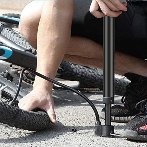 Højtryks cykelpumpe (32*13cm), 120 PSI bærbar cykel luftpumpe i aluminiumlegering, egnet til Presta og Shrader ventiler.