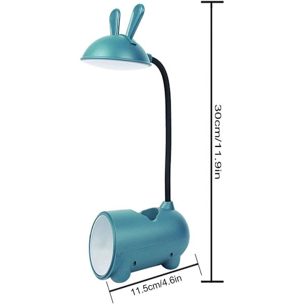 Söt tecknad barns skrivbordslampa USB uppladdningsbar 360 grader flexibel svanhals läslampa touch LED kanin skrivbordslampa med smink spegel, cell
