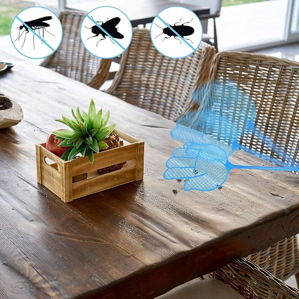 2-pack flugsmälla, flugsmälla i plast i olika färger, kökshjälpmedel, flugsmälla i plast med hållbart teleskophandtag, hållbart 75 cm