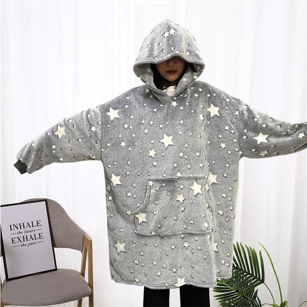 Varm och kall oversized huvtröja filt (grå lysande)
