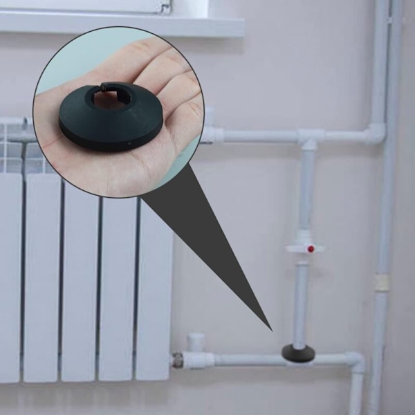 Sett med 6 plast cache-tuyaux for radiator - svart - Lett plastbeskyttelsesplate - for rørveggdekorasjon