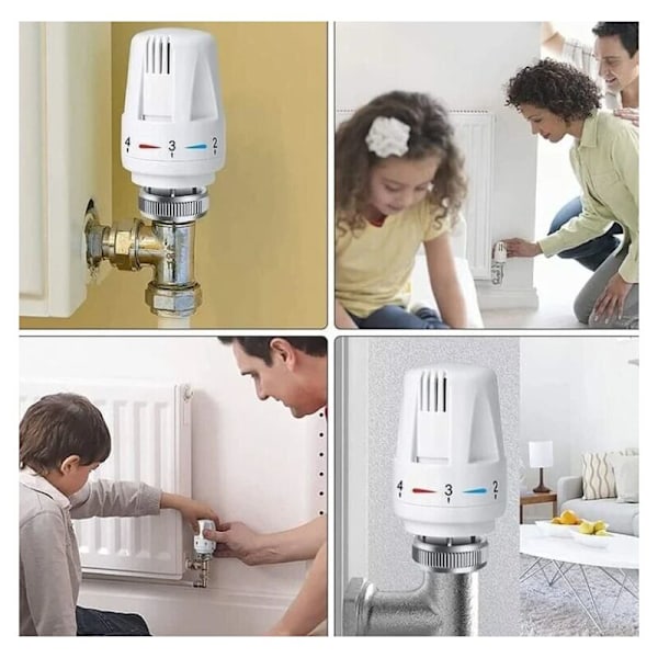 Sett med 4 termostathoder, M 30 x 1.5 Radiatorventil Erstatningshode, Termostatisk Radiatorventil