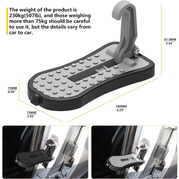 (16cm, sølv) 1 stk bildør pedal, bildør pedal, bildør låsepedal, hjælpepedal med sikkerhedshamme