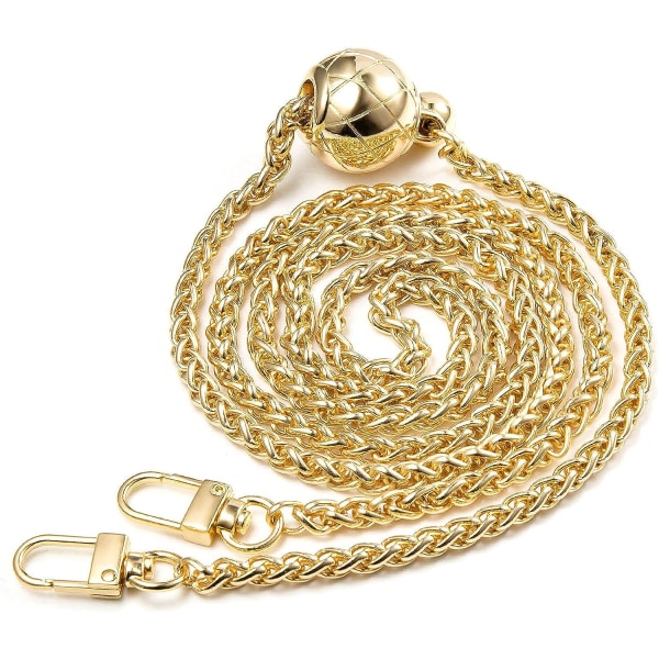 Gold-1pc (adjustable length 50-130cm) Ladies luggage bag, accessories, metal chain strap, gold ball, adjustable length, bag strap, inclined shoulder